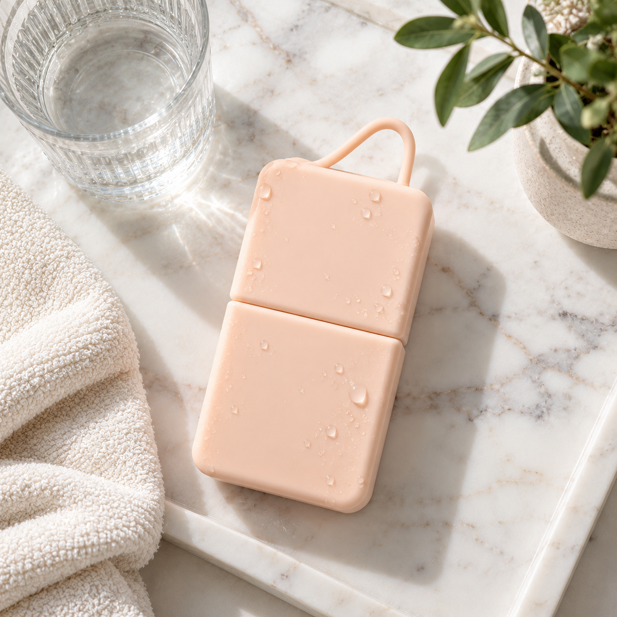 Pink Frosté Ice Facial on a marble counter