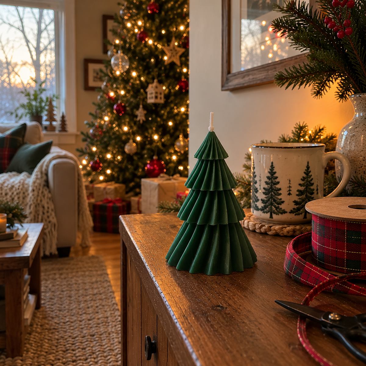 Christmas tree candle, still life