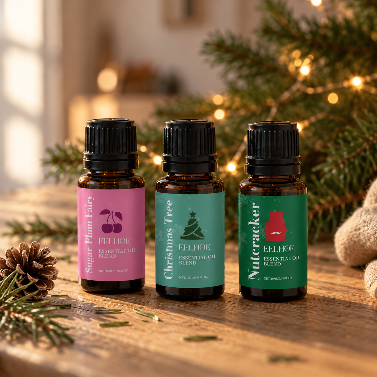 Sōlune Holiday Oil Trio, three 10 ml fragrance oil bottles