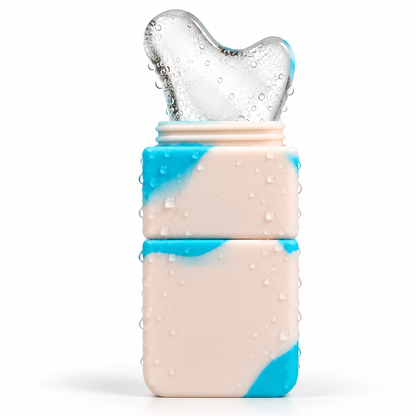 Cream and blue Frosté Ice Facial filled with ice