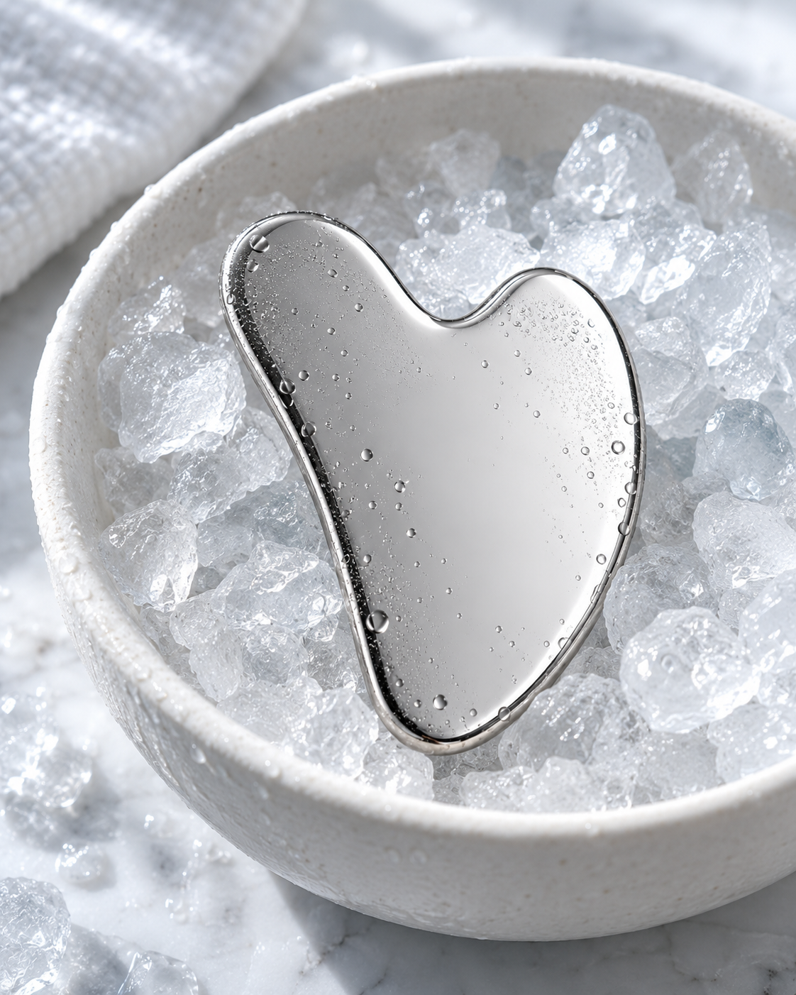Sculpté gua sha chilling in crushed ice